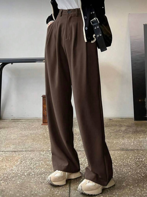 DAZY moteriškos šokoladinės rudos spalvos plačios kelnės