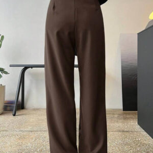 DAZY moteriškos šokoladinės rudos spalvos plačios kelnės
