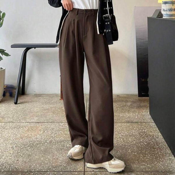 DAZY moteriškos šokoladinės rudos spalvos plačios kelnės