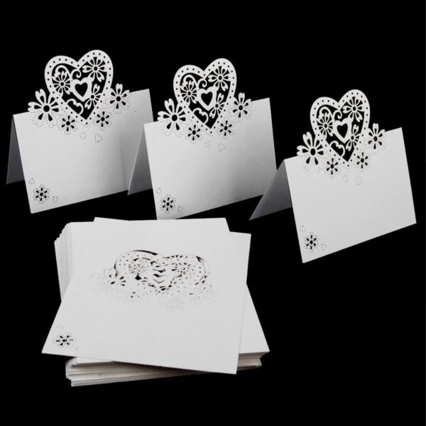 Širdies formos  vestuvinės stalo kortelės