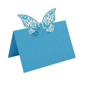 Mėlynos stalo kortelės su drūgelio ornamentu