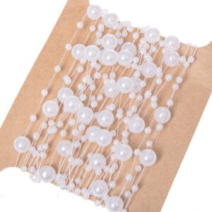 Dirbtinių baltų perlų girlianda 5m